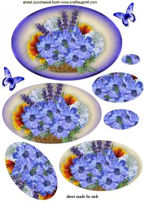 Basket of Summer Flowers Oval Pyramids