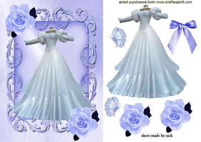 White Victorian Dress with Roses in Ornate Frame