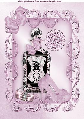 Perfume, Pink Shoes and Handbag A4