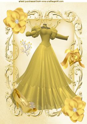 Gold Vintage Dress, with Flowers & Shoes A4