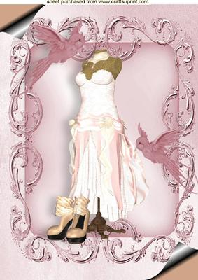 Pink Vintage Dress with Birds A4