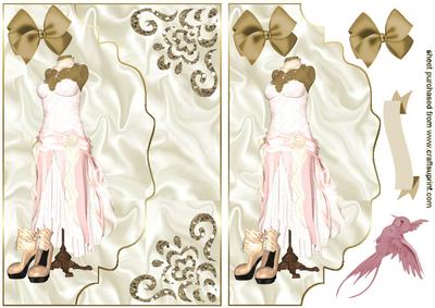 Vintage Dress in Pink on Scalloped Envelope