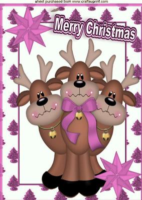 Cute Reindeers with Pink Bows A4