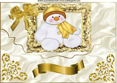 Snowman in Gold Baroque Frame A4