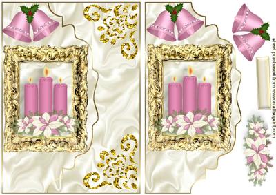 Pink Candles in Gold Baroque Frame