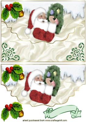 Santa on a Scalloped Envelope with Holly