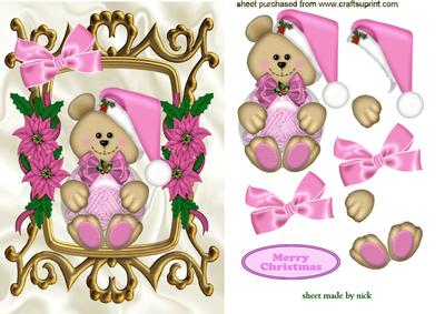 Pink Teddy with Pink Bow in Frame