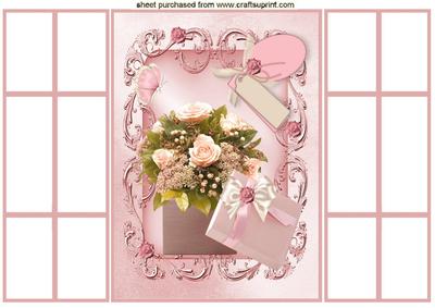 Flowers in a Gift Box in Floral Frame French Gatefold