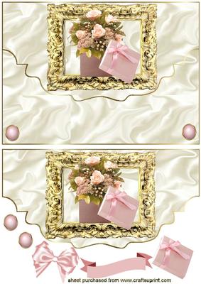 Flowers in a Gift Box in a Gold Baroque Frame