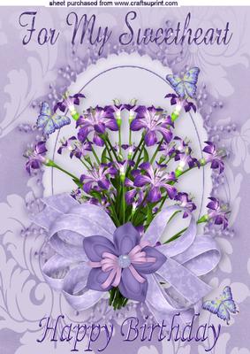 For My Sweetheart, Pretty Purple Flowers A4