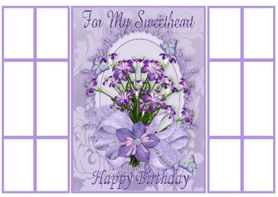 To My Sweetheart, Pretty Purple Flowers, French Gatefold