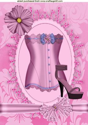 Sexy Pink Basque with Shoe, A4