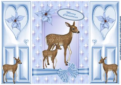 Little Reindeers in Blue Star Frame Gatefold