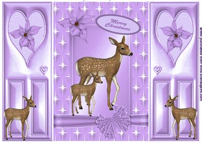 Little Reindeers in Purple Star Frame, Gatefold