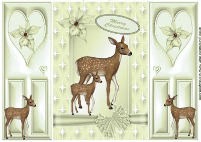 Little Reindeers in Cream Star Frame, Gatefold