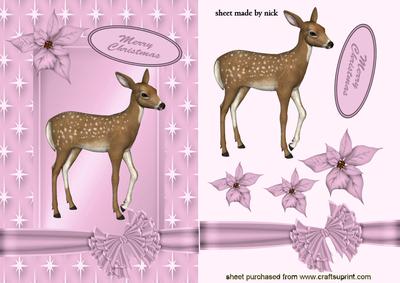 Little Reindeer in Pink Star Frame