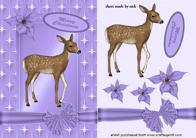 Little Reindeer in Purple Star Frame