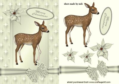 Little Reindeer in Cream Star Frame