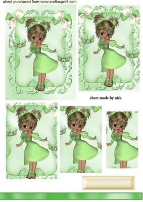 Sweet Little Lady in Green with Butterflies, Pyramids