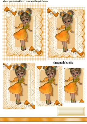 Sweet Little Lady in Orange with Bows, Pyramids