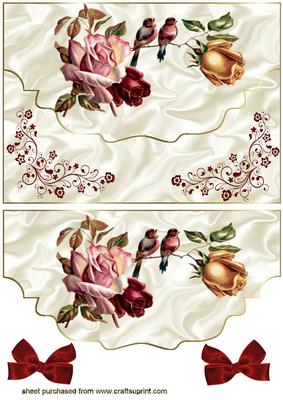 Roses with Little Birds on a Scalloped Envelope