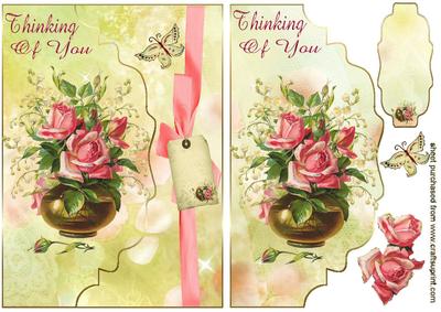 Thinking of Of You, Roses on a Scalloped Envelope