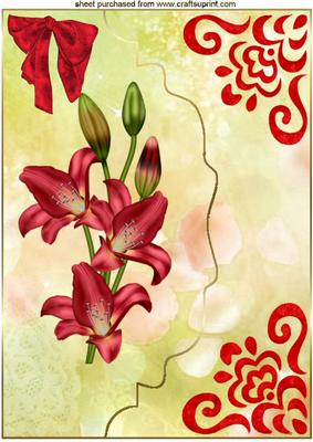 Red Lillies on a Scalloped Envelope A4