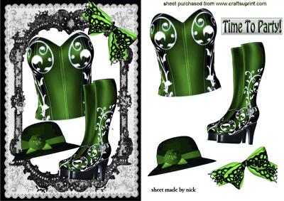 Green Basque with Boots in Lace Frame