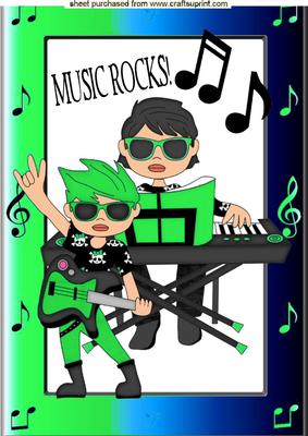 Music Rocks! in Green Funky Colour A4
