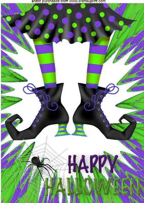 Pair of Witches Legs in Purple, with Spider A4
