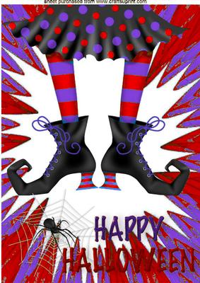 Pair of Witches Legs in Red with Spider A4
