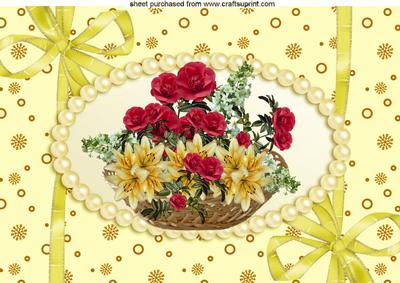 Summer Flowers in a Basket A4