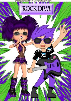 Rock Diva in Purple Abstract Frame A4