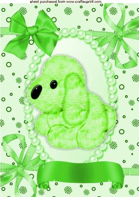 Green Puppy in Pearl and Bow Frame A4