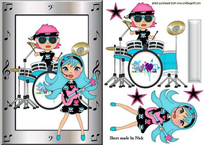 Funky Girl in Turq/pink, Music Band