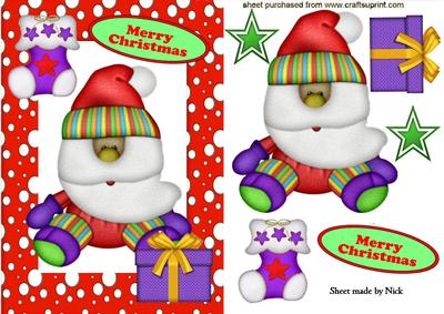 Happy Santa in Red Snow Frame