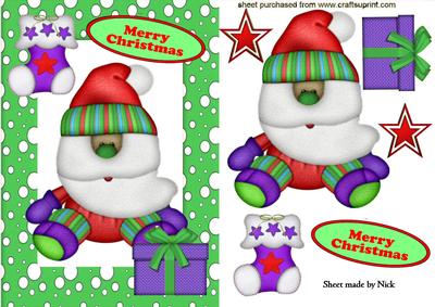 Happy Santa, in Green Snow Frame