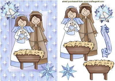 Christmas Blessing Nativity Scene in Star Frame