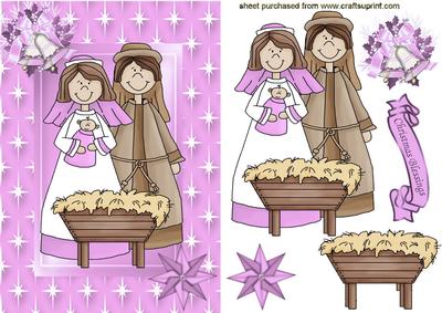 Christmas Blessings Nativity, in Pink Star Frame