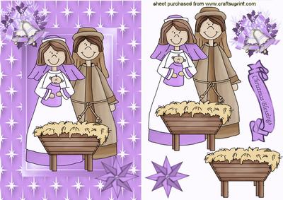 Christmas Blessings Nativity, in Pink Star Frame