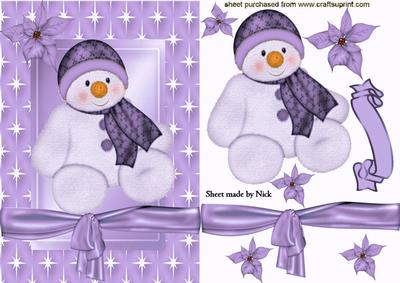 Cute Snowman in Purple Star Frame
