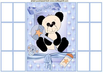 Cute Black/white Panda for Baby Boy in Star Frame Gatefold