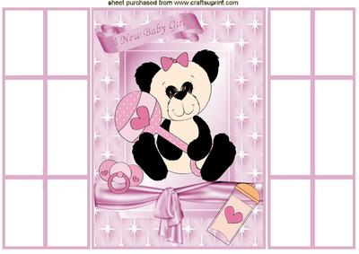 Cute Black/white Panda for Baby Girl in Star Frame Gatefold