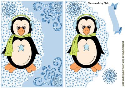 Cute Penguin on a Scalloped Envelope
