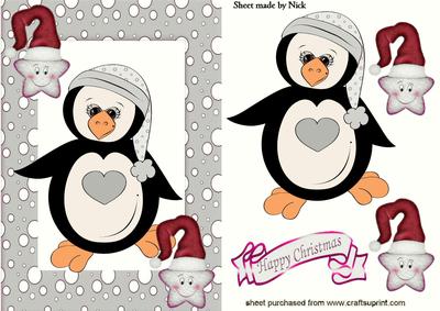 Now Were All Wearing Hats, Cute Penguin in Silver Snow Frame