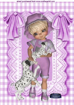 My Little Dalmation Puppy in Pretty Lace Frame A4