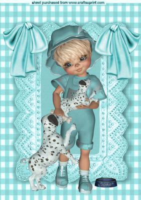 My Little Dalmation Puppy in Turq Lace Frame A4