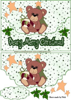 A Beary Merry Christmas, on Scalloped Star Envelope