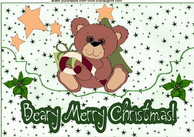 A Beary Merry Christmas on Scalloped Star Envelope A4