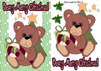 A Beary Merry Christmas in Green Snow Frame